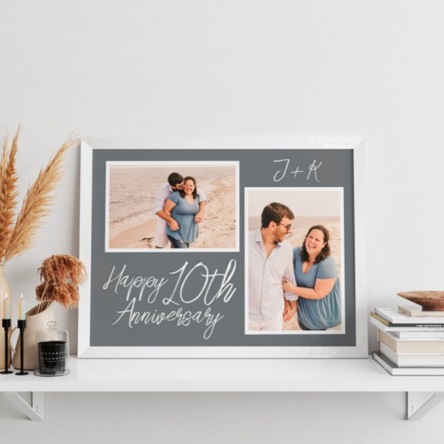 Custom 10. Wedding Anniversary Foto Collage Poster (Custom 10th Wedding Anniversary Photo Collage Poster
)