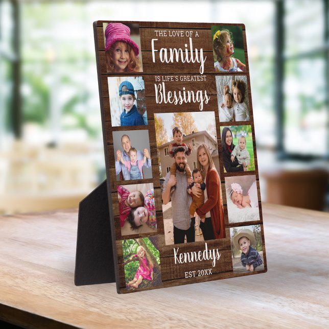 Custom 11 Foto Collage Family Quote Dunkles Holz Fotoplatte (Von Creator hochgeladen)