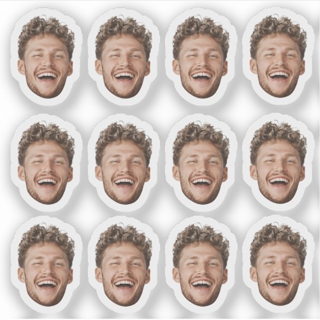 Custom 12 Face Sticker – Funny Personalized Photo (Vorderseite)