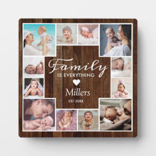 Custom 12 Family Foto Collage Rustikales braunes H Fotoplatte
