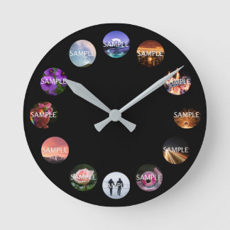 Custom 12 Photo Clock  Runde Wanduhr