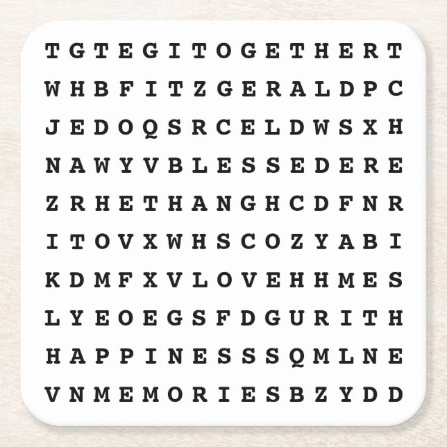 Custom 12 Word Family Word Search Rechteckiger Pappuntersetzer (Vorderseite)
