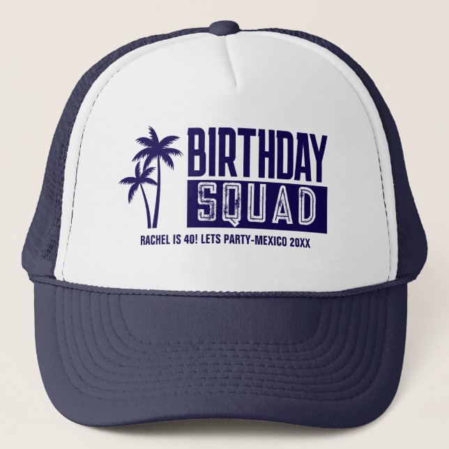 Custom 15. 20. 30. 4. 50. 60 Birthday Squad Truckerkappe (Vorderseite)
