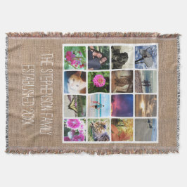 Custom 16 Foto Collage Burlap-Look Mosaik Bild Decke
