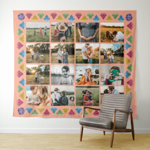 Custom 16-Foto Collage Diamond Jumbo Wall Hängend Wandteppich