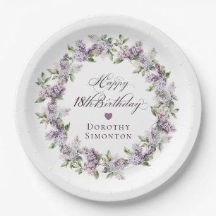 Custom 18 Birthday Lila Lilac Spring Blume Pappteller