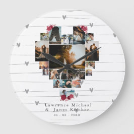 Custom 18 Herz geformt Foto Collage Paare Geschenk Große Wanduhr