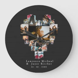 Custom 18 Herz geformt Foto Collage Paare Geschenk Große Wanduhr