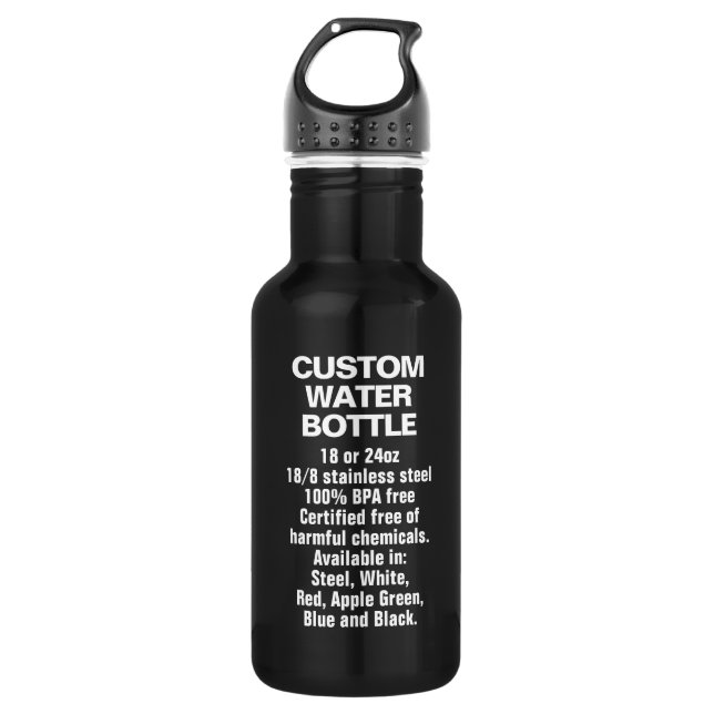 Custom 18oz BLACK Stainless Steel Water Flasche Edelstahlflasche (Vorderseite)