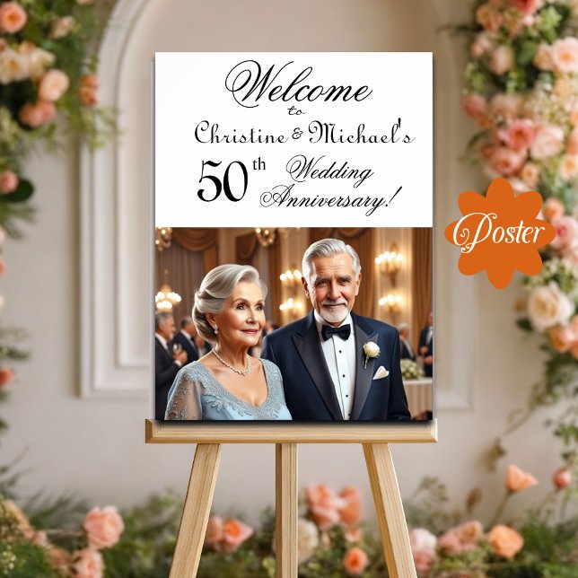 Custom 1 Foto 50. Hochzeitstag Begrüßung Poster (Von Creator hochgeladen)