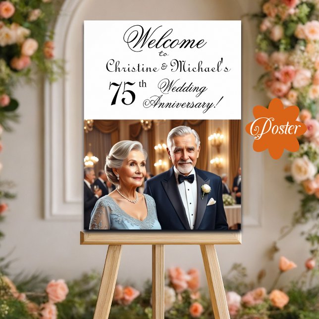Custom 1 Foto 75. Hochzeitstag Begrüßung Poster (Von Creator hochgeladen)