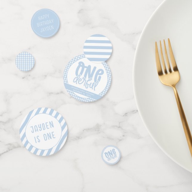 Custom 1. Geburtstag Niedlich Pastel Blue Onederfu Konfetti (Gruppe)