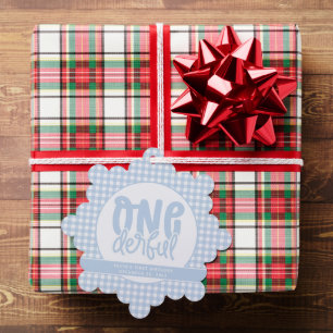 Custom 1. Geburtstag Niedlich Pastel Blue Onederfu Ornament Karte