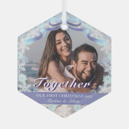 Custom 1 Verheiratet Xmas Light Lila Blue Tone Ornament Aus Glas