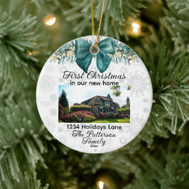Custom 1st Xmas New Zuhause Fotos Street Address Keramik Ornament