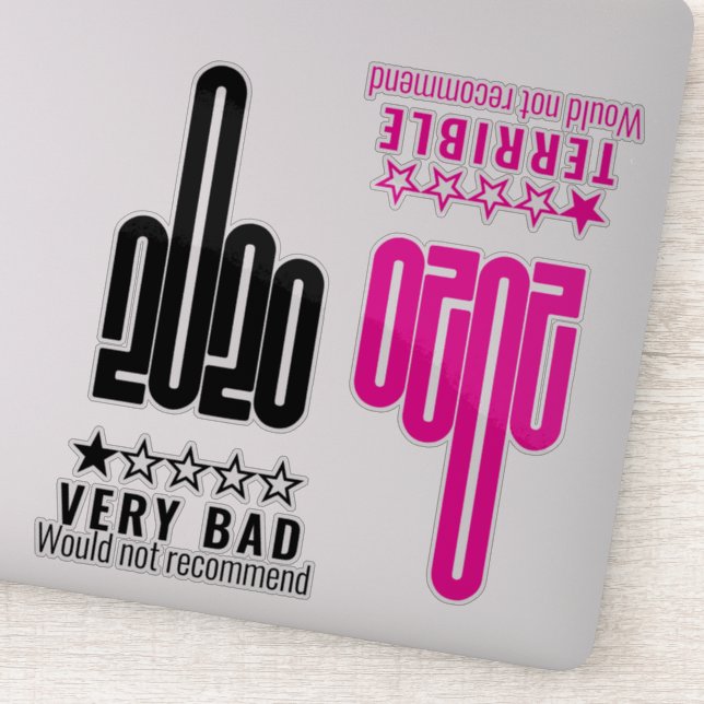 Custom 2020 Middle Finger Review Pink Black 4 Pack Aufkleber (Detail)