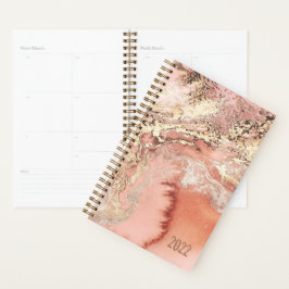 Custom 2022 Rose Gold Pink Marmor Undated Monthly Planer