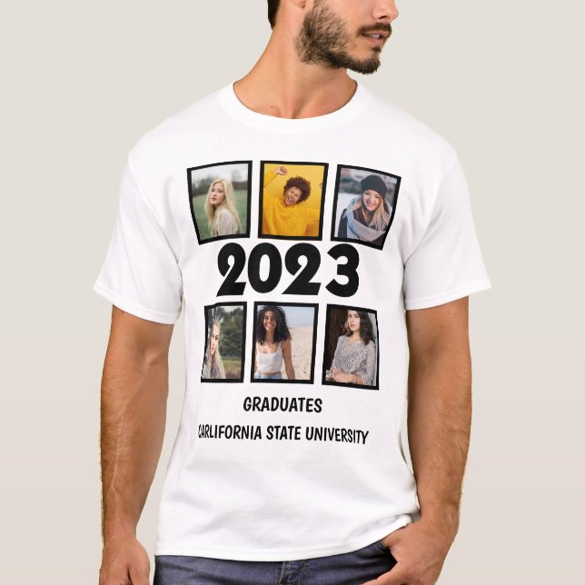 Custom 2023 Gradates 6 Foto Collage T-Shirt (Vorderseite)