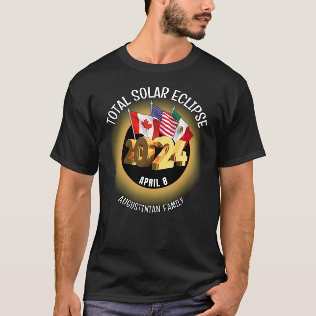 Custom 2024 INSGESAMT SOLAR ECLIPSE Flags Family T-Shirt (Vorderseite)