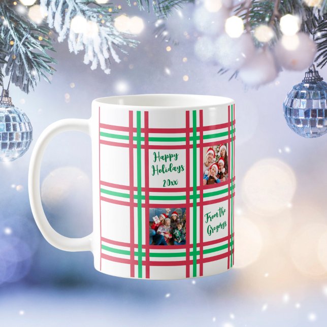 Custom 2025 Red Green Kariert Family Foto Kaffeetasse (Von Creator hochgeladen)
