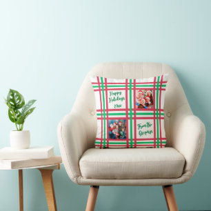 Custom 2025 Red Green Kariert Family Foto Kissen