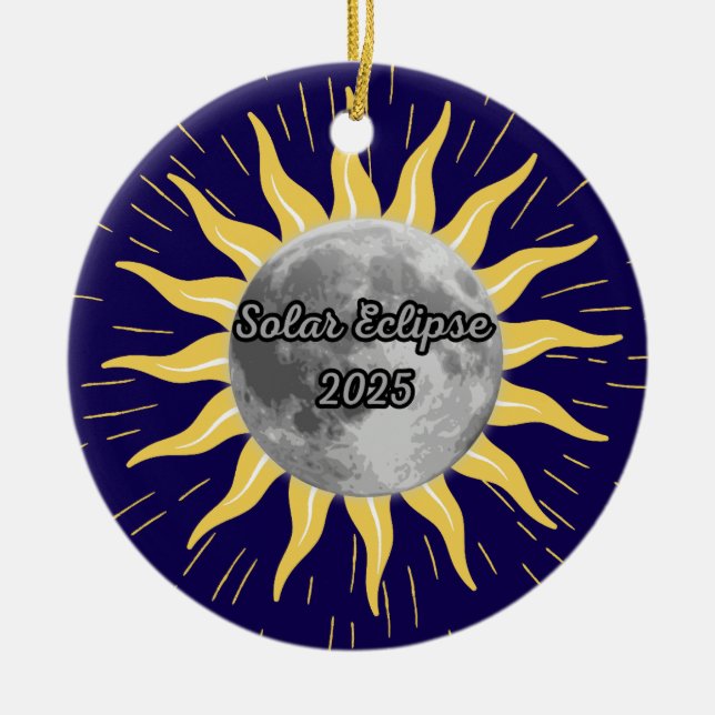 Custom 2025 Solar Eclipse Memory Keramik Ornament (Vorne)