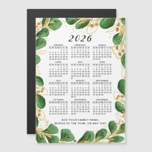 Custom 2026 Calendar Magnet mit eleganter Vegetati