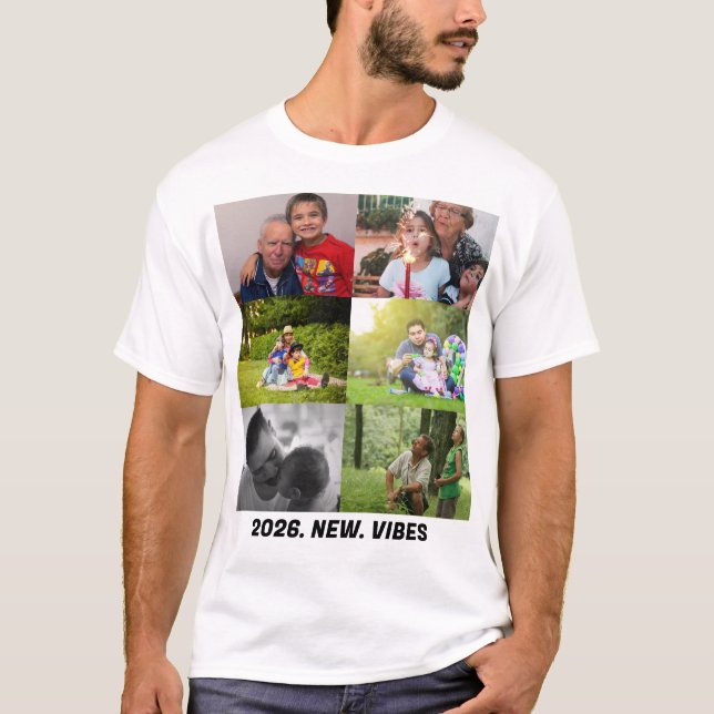 Custom 2026 vibes 6 photo collage  T-Shirt (Vorderseite)
