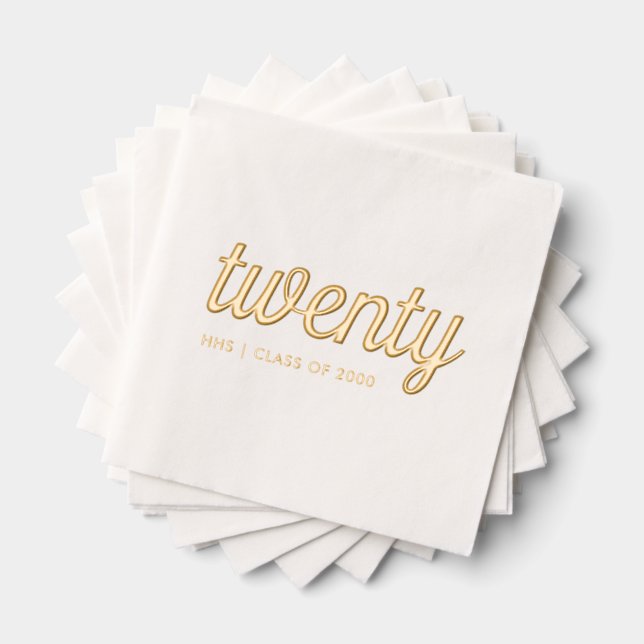 Custom 20. Wiedersehen Modern Gold Foil Napkins Servietten Mit Folie (Insitu (Gestapelt))
