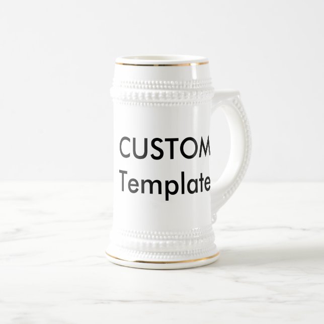 Custom 22oz Traditioneller Bierstein WHITE & GOLD Bierglas (VorderseiteRechts)