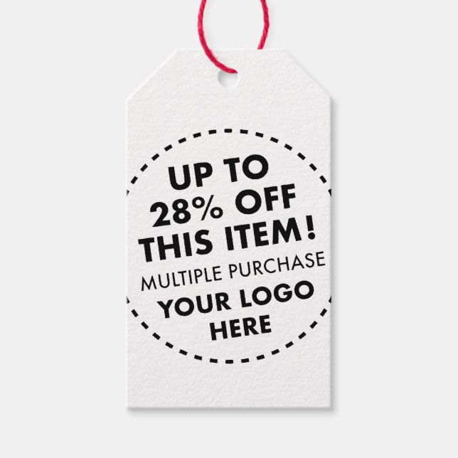 Custom 28% OFF Bulk Buy Rabatt Red Twine White Geschenkanhänger (Vorderseite)
