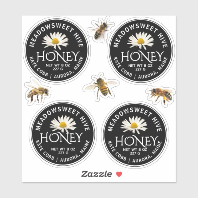 CUSTOM 2,5" VINYL Miel Étiquette abeilles et margu (Feuille)
