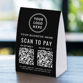 Custom 2 App QR Code Scan To Pay Black Tischaufsteller