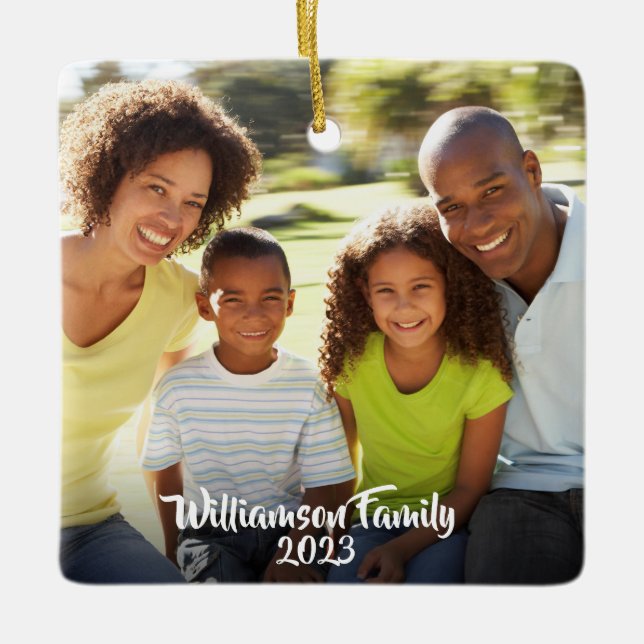 Custom 2 Foto 2 Side Family Foto Modernes Keramikornament (Vorderseite)