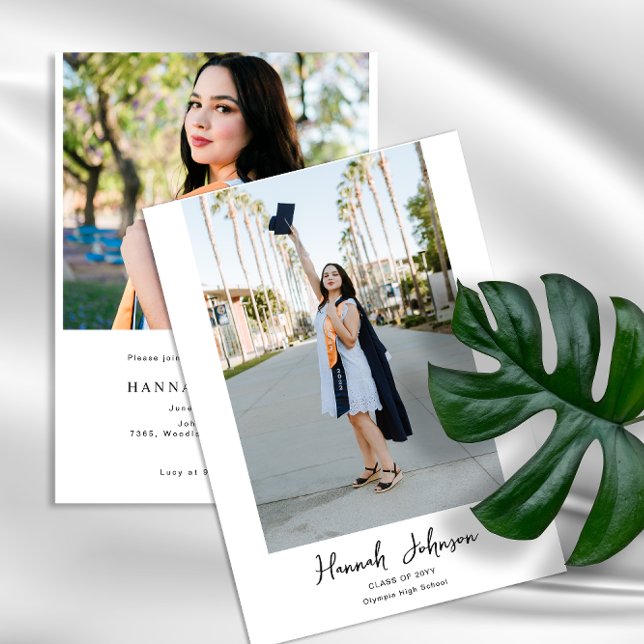 Custom 2 Foto Calligraphy Script Abschluss Einladung (Von Creator hochgeladen)