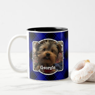 Custom 2 Foto Frame Classic Blue & Black Kariert Zweifarbige Tasse