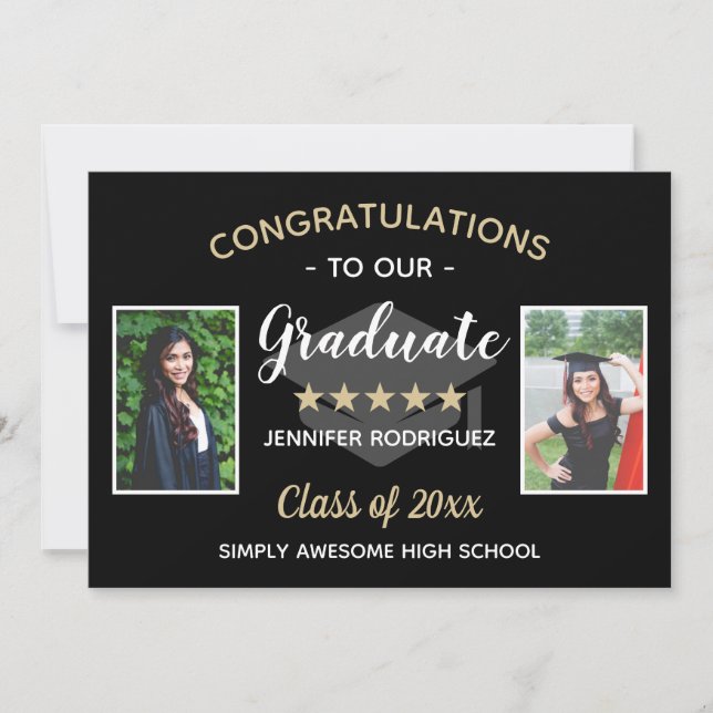 Custom 2 Foto Herzlichen Glückwunsch Graduate Absc Ankündigung (Vorderseite)