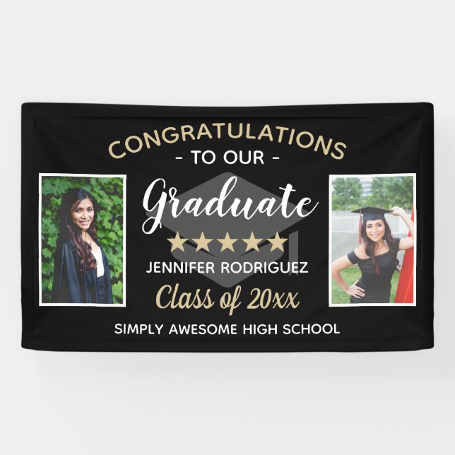Custom 2 Foto Herzlichen Glückwunsch Graduate Absc Banner (Horizontal)