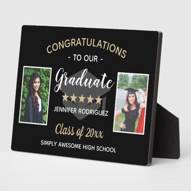 Custom 2 Foto Herzlichen Glückwunsch Graduate Absc Fotoplatte (Seite)