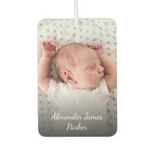 Custom 2 Foto Personalisiert New Baby Stats Autolufterfrischer