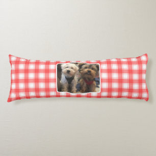 Custom 2 Foto Red & White Country Bauernhof Karier Seitenschläferkissen
