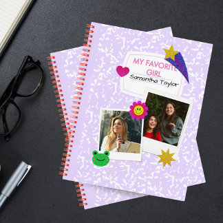 Custom 2 Fotos Collage Notebook mit Skriptname Notizbuch