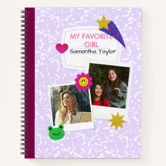Custom 2 Fotos Collage Notebook mit Skriptname Notizbuch