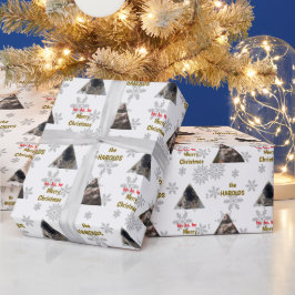 Custom 2 Haustier Foto Festliche Weihnachtsschneef Geschenkpapier