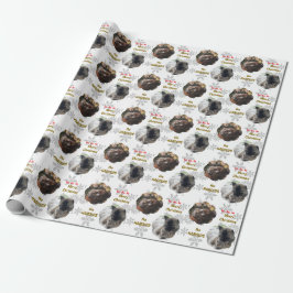 Custom 2 Haustier Foto Festliche Weihnachtsschneef Geschenkpapier