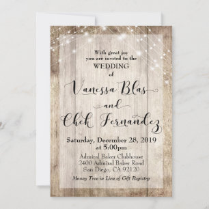 Custom 2 Light Brown Wood Hochzeit Einladung