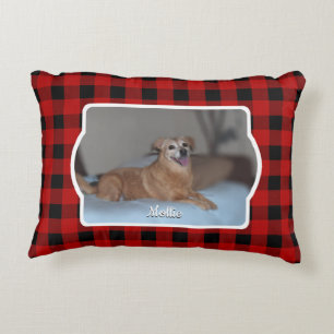 Custom 2 Pet Foto Country Red Buffalo Karo Kariert Dekokissen