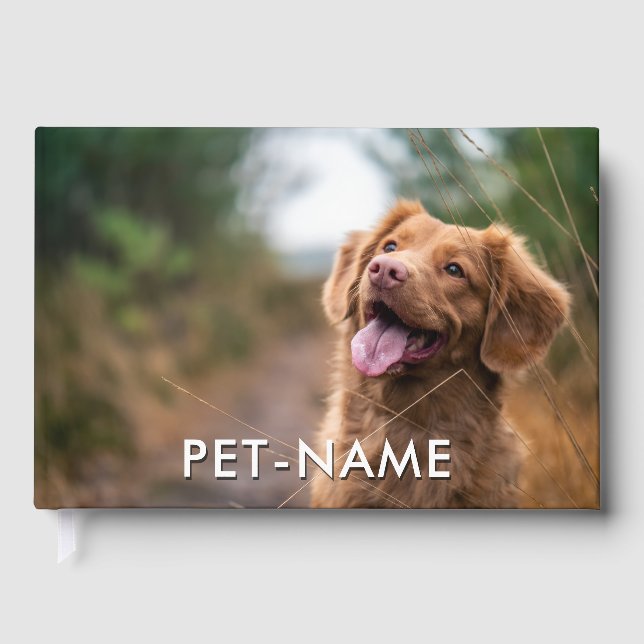 Custom 2 Photo With Your Pet Dog 2 Name Picture On Gästebuch (Vorderseite)
