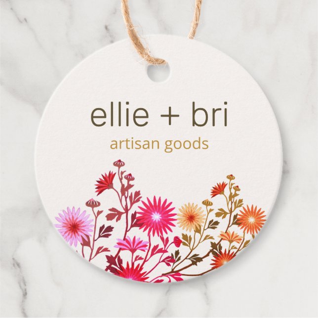Custom 2" Round-Wildblumen Boho Hang Tag Geschenkanhänger (Vorderseite)