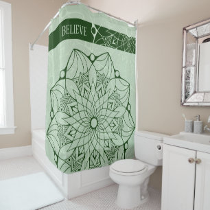 Custom 2 Tone Green Mandala Duschvorhang